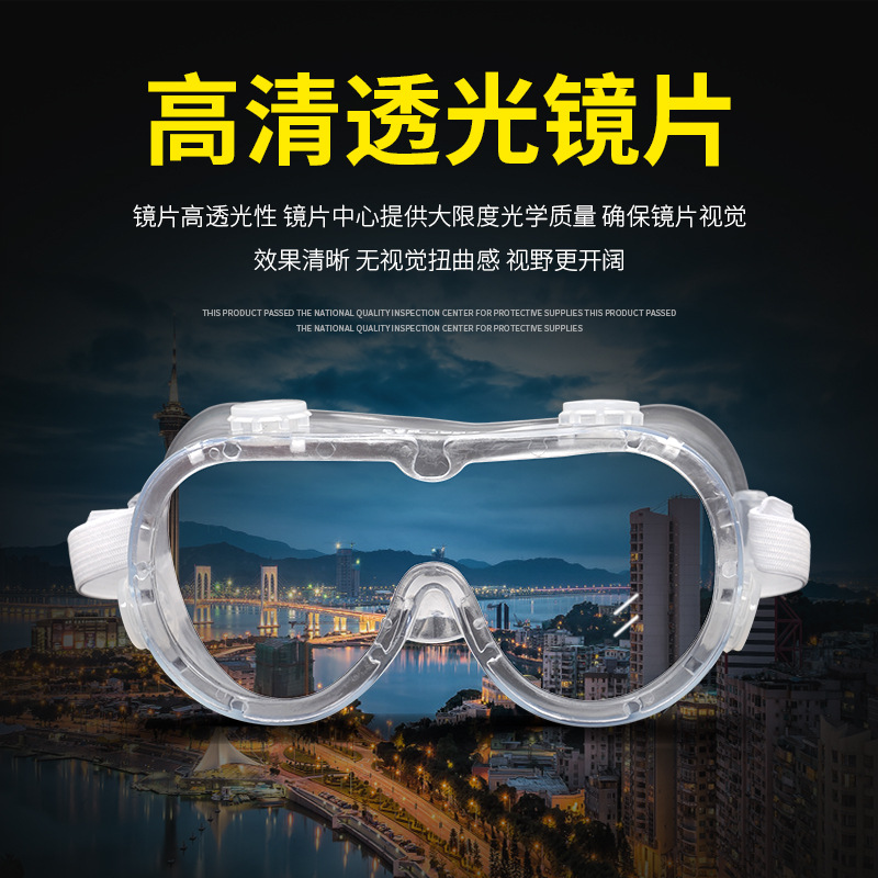 护目镜防雾封闭式防飞沫飞溅近视眼可戴骑行防风尘平光镜护目眼罩