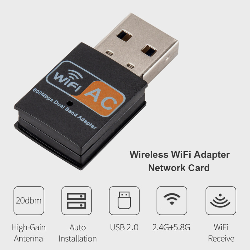 USB Wireless Network Card Desktop Laptop Wifi Receiver Transmitter 600m Dual-Band 300Mbps