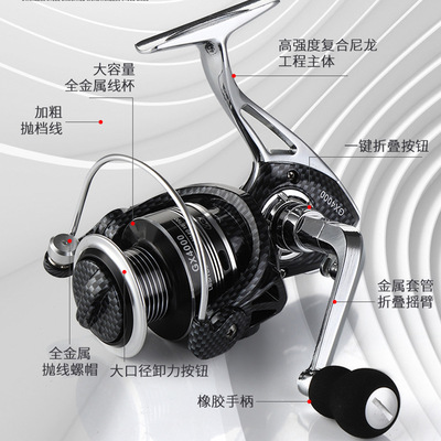 跨境全金属线杯摇臂无间隙路亚纺车轮海杆远投专用钓鱼渔轮鱼线轮|ms