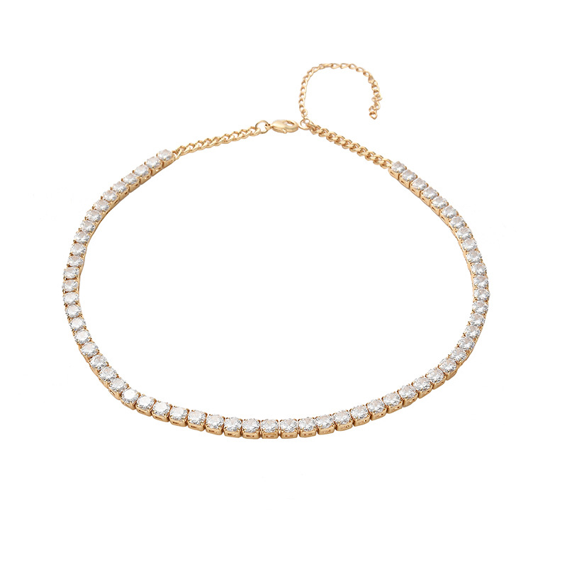 Cadena de tenis sencilla de moda europea y americana transfronteriza para hombre, collar de hip-hop con circonitas de 4 mm de una sola fila.