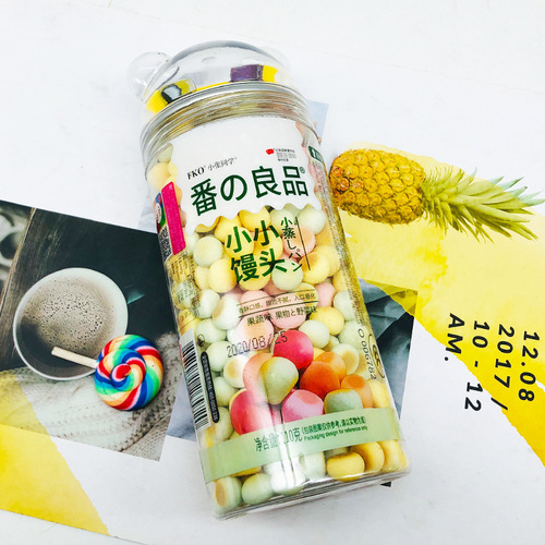 FKO small steamed bun teething biscuits 110g egg fruit and vegetable flavor colorful chewable small steamed bun snacks with toys