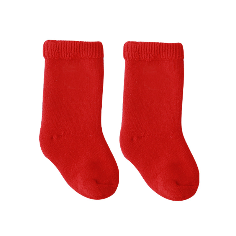20 Otoño e Invierno Nuevos calcetines de bebé Terry calcetines de bebé engrosados boca suelta año de nacimiento Año Nuevo calcetines rojos calcetines de los niños