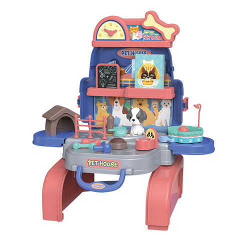 Cross-border children's kitchen tableware sets, decoration tools, supermarket boxes, backpacks, play houses, pet doctors, school bags and toys