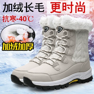 东北大码雪地靴女户外旅行防水防滑加厚保暖高帮棉鞋女中筒靴子冬
