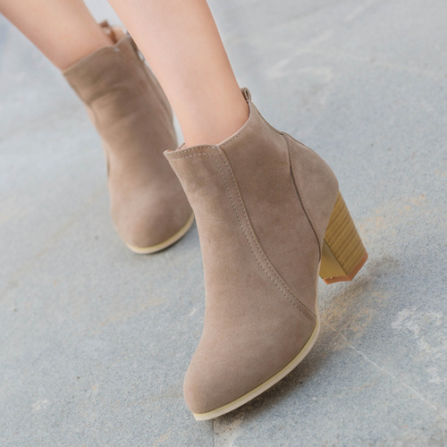 Autumn and Winter British-style Chunky-Heel Short Boots for Women, High-Heeled European and American-Style Martin Boots, Trendy Women's Single Boots