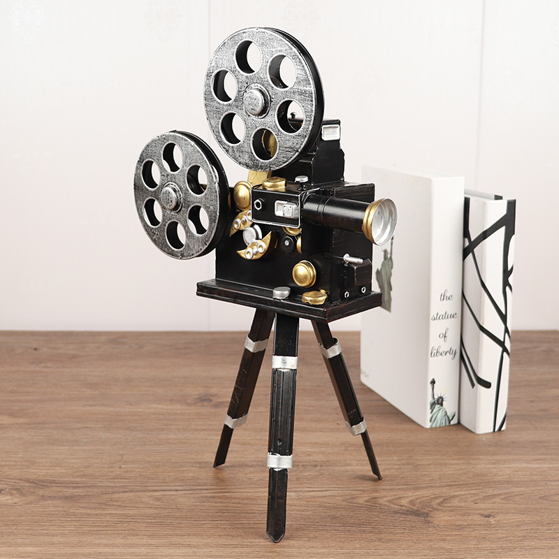 创意复古老式支架摄影机放映机模型怀旧拍摄道具室内橱窗装饰摆件