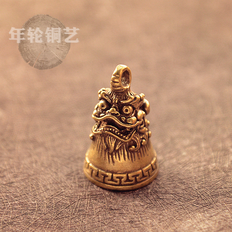 黄铜怪兽铃铛钥匙扣手工挂件钥匙链驱魔兽铃铛护身符地摊货源批发