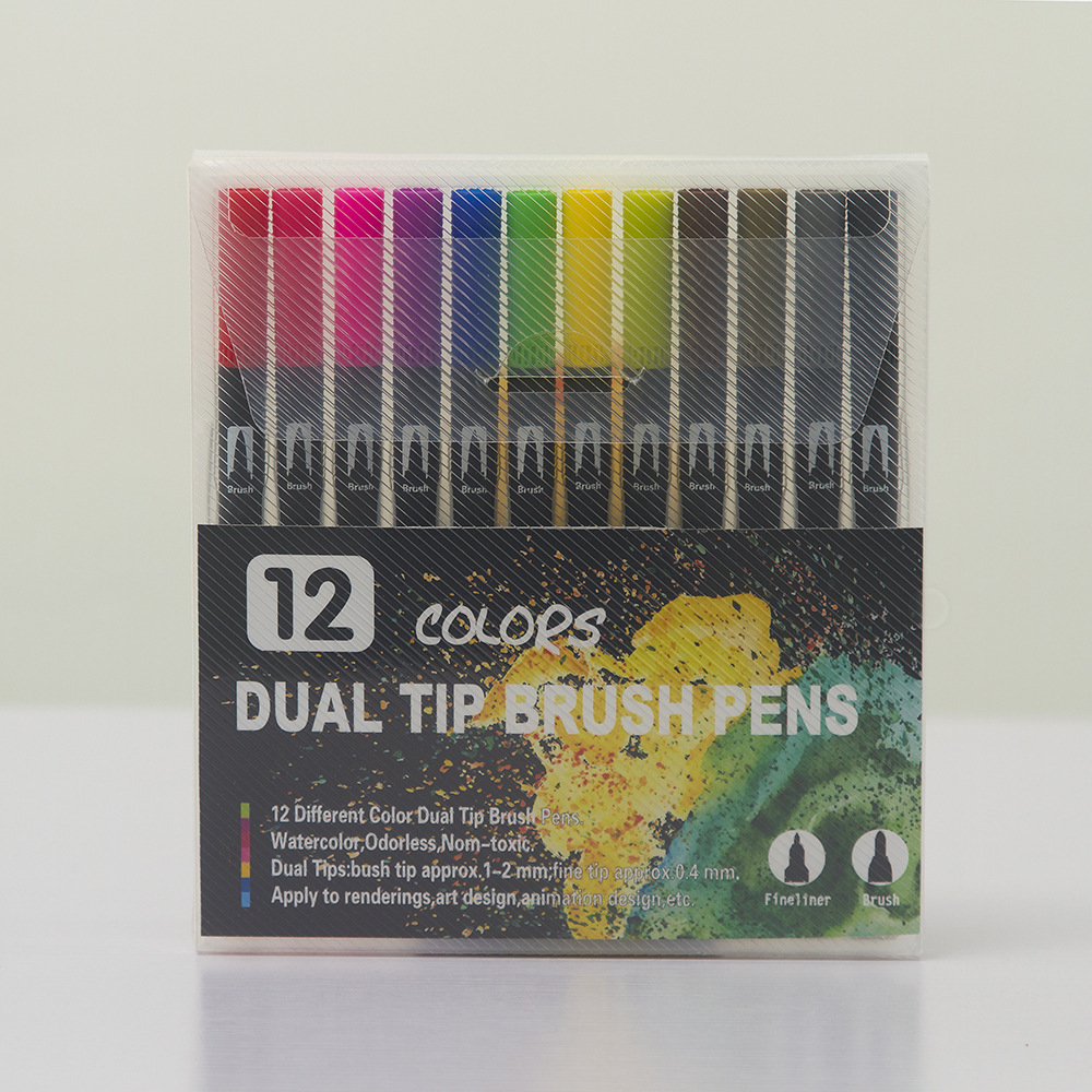 Amazon 48 120 132 color negro varilla doble cabeza marcador traje suave-cabeza gancho pluma papelería suministro directo de fábrica