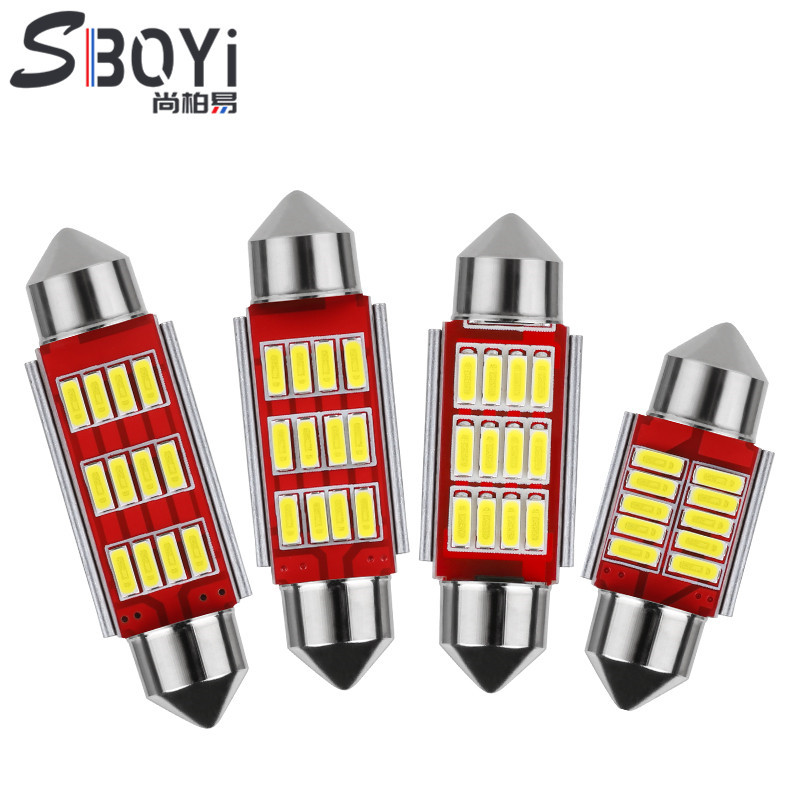 汽车led解码双尖 4014 12SMD 车门 车顶灯 阅读灯 31/36/39/41MM