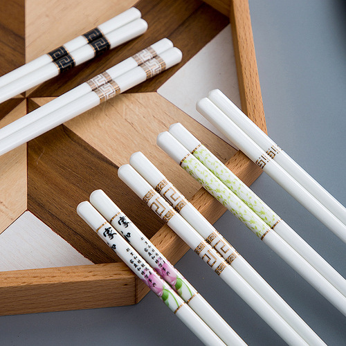Ceramic chopsticks factory direct sales for home use easy to clean environmentally friendly Nordic ceramic tableware chopsticks gifts printed with logo