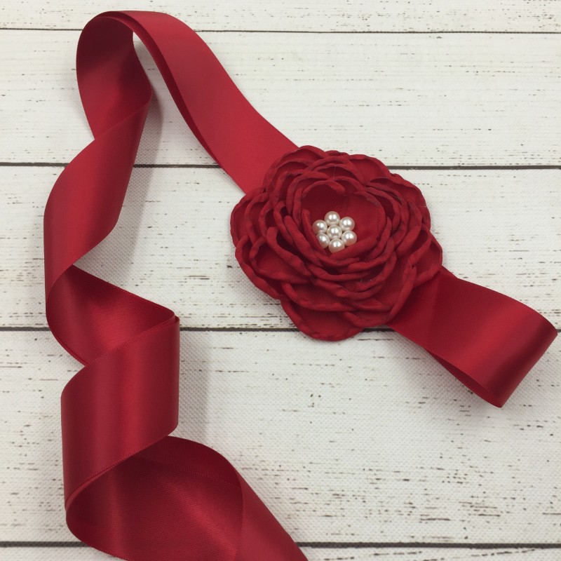 Children's Burnt-Edge Floral Belt, Burnt-Edge Floral Pearl Baby Belt, Maternity Photo Shoot Decorative Wide Waist Belt, Wide Version