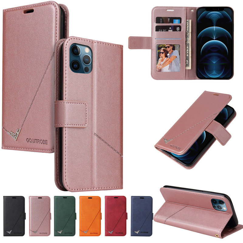 Suitable for Iphone11Promax Mobile Phone Leather Case with Leather Pattern Hardware Right-Angle Flip Card Wallet Protective Cover Export