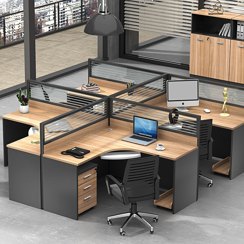 Desk 4-person table and chair combination simple modern l-type station staff 6-person screen card partition desk