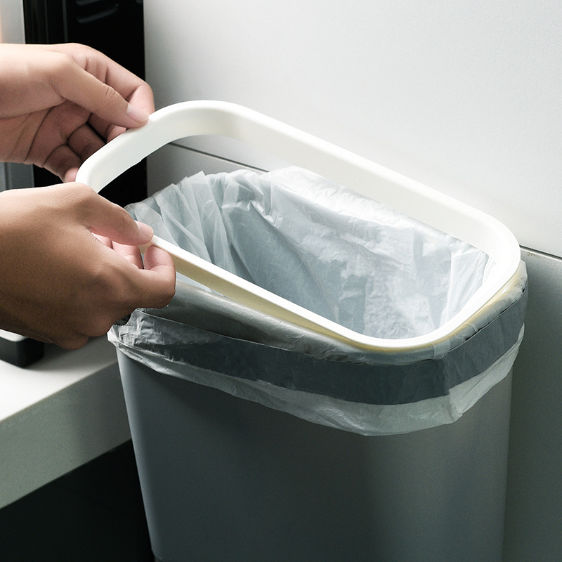 New Japanese-style kitchen non-perforated wall-mounted trash can Cabinet door with pressure ring trash basket wish Amazon New