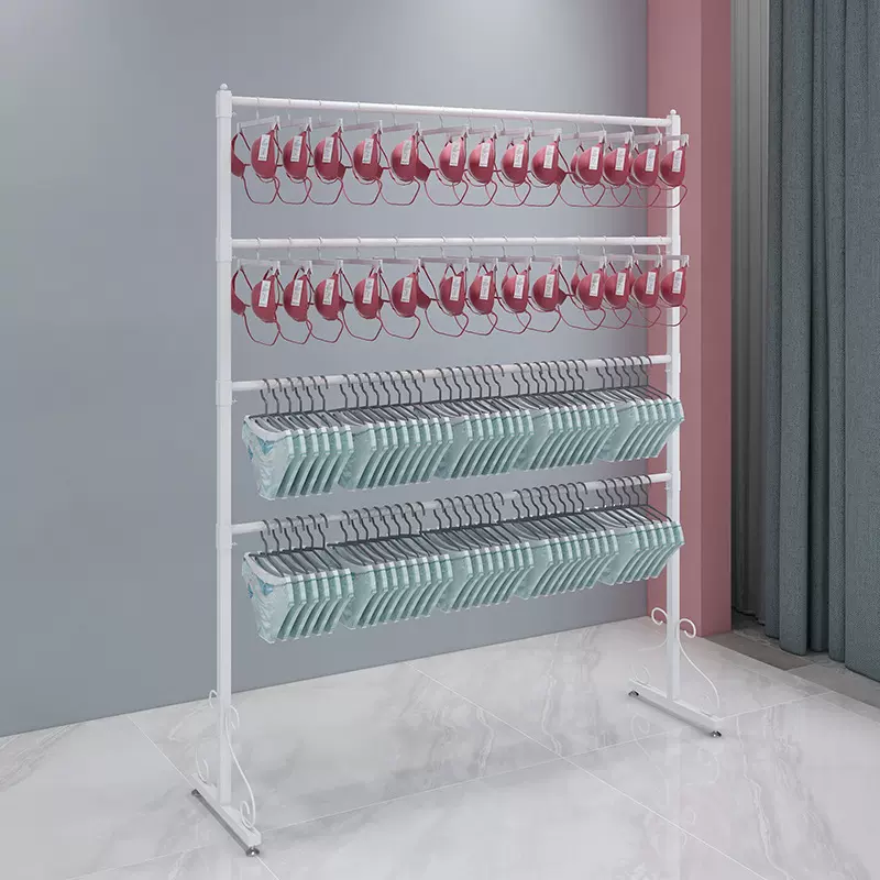 简约升降内衣裤收纳架超市货架服装展示架落地多功能纳米金中岛架