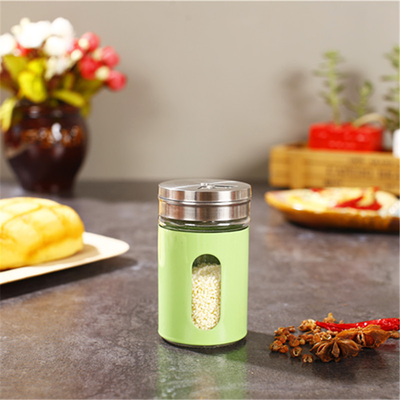 Cocina de acero inoxidable tarro de condimento botella de pimienta tamaño ajustable botella de condimento de vidrio tarro de condimento botella de condimento de acero inoxidable