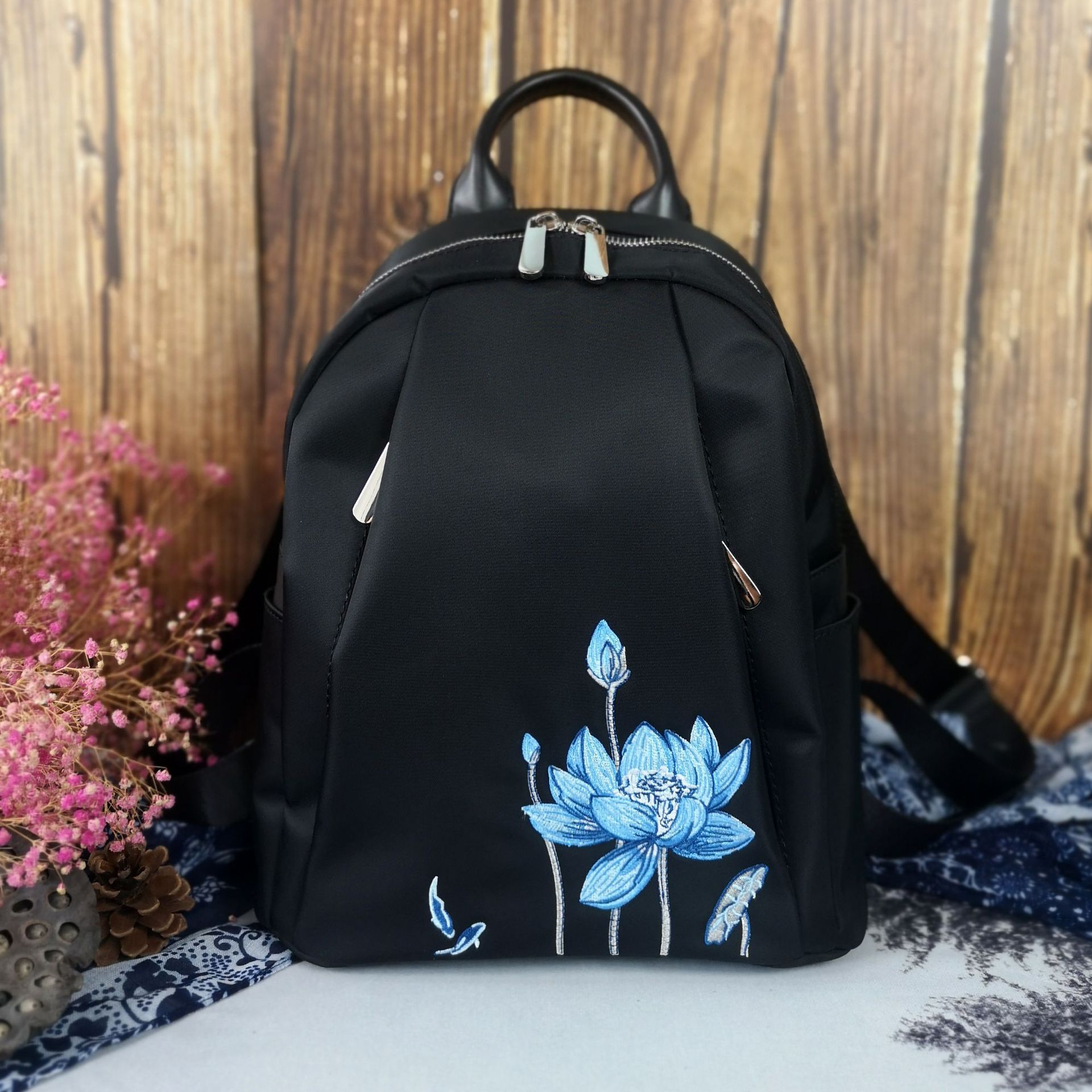 国潮原创中国风刺绣双肩包百搭民族包包女女包尼龙布尼龙双肩包