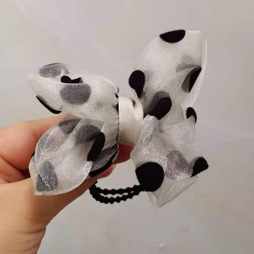 MOMSMADE Korean new children's headwear hair accessories girls polka dot yarn hand-sewn bow headband hair band headband