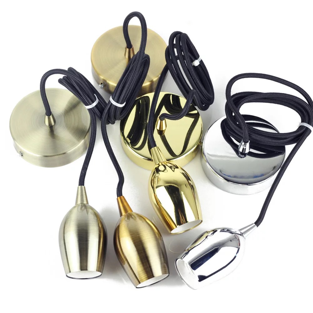 欧规复古e27灯头灯座吊线悬挂式铝合E27大螺口带线吊灯灯具