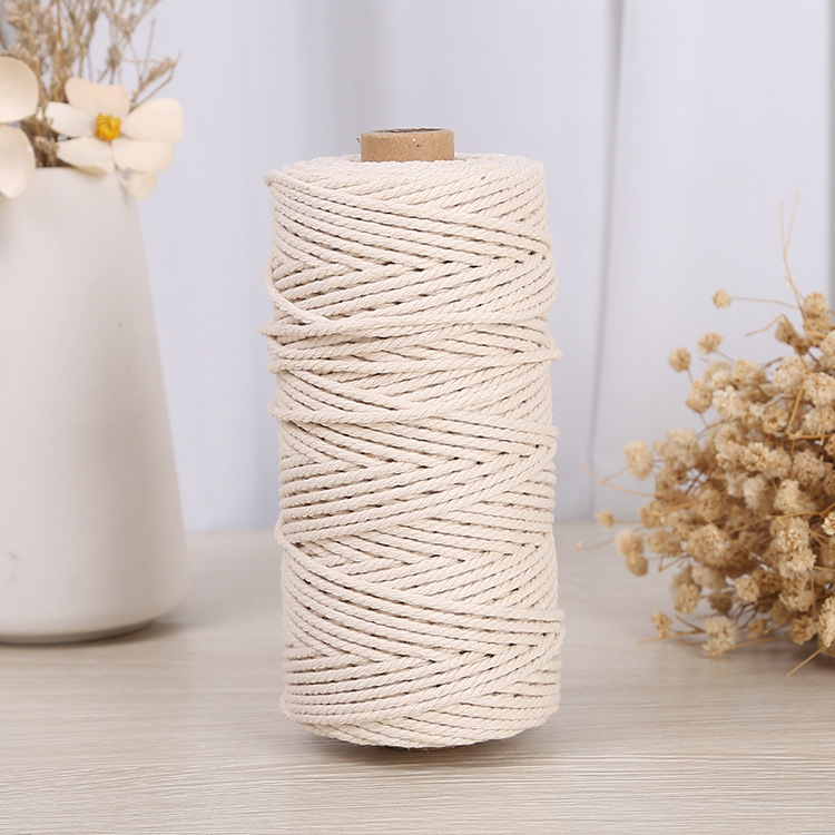 컬러 코튼 코드 DIY 손으로 짠 세 가닥의 면화 코드 바인딩 로프 흰색면 코드 짠 태피스트리 장식 로프