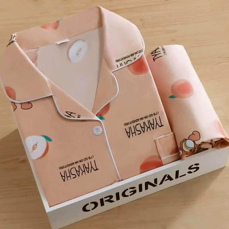 Пижамный комплект тонкой осенью — кардиган и лонгслив с Cartoon-брюками, разнообразные принты, размеры M–XXL