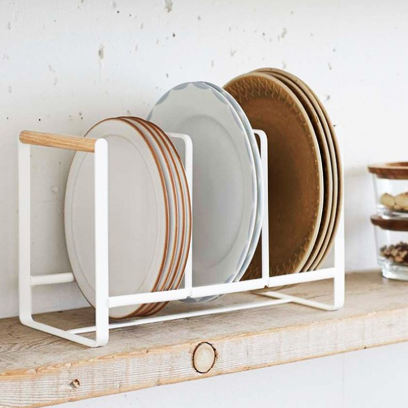 De estilo japonés de hierro de tres-rejilla plato de drenaje estante vajilla plato estante de almacenamiento cocina Placa de filtro de agua estante de almacenamiento