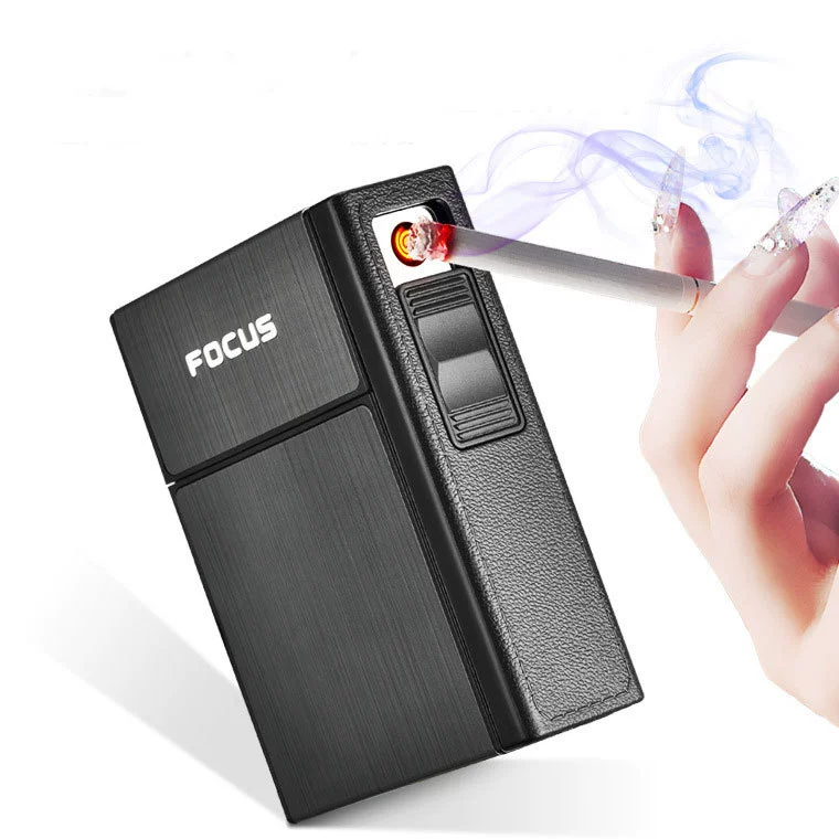 035A перезаряжаемый портсигар, 20 шт., Портативная Жесткая Сумка, индивидуальная креативная Мужская съемная USB-зажигалка