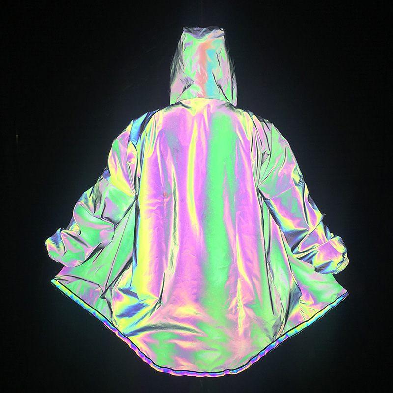 Abbigliamento maschile giacche riflettenti colorate uomo e donna cerniera gratuita giacca a vento riflettente colorata ins hip hop mantello di media lunghezza_voghion.com