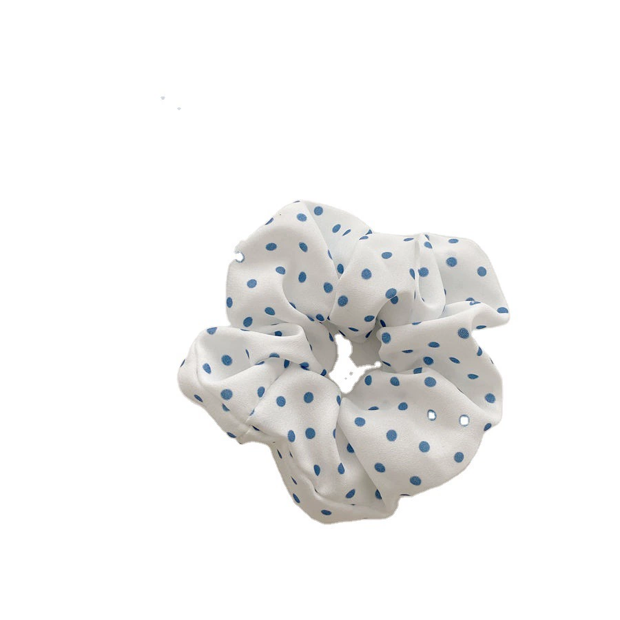 Scrunchie Ponytail Hair Rope, Korean Style, Simple Elegant Blue Patterns, Pack of 5