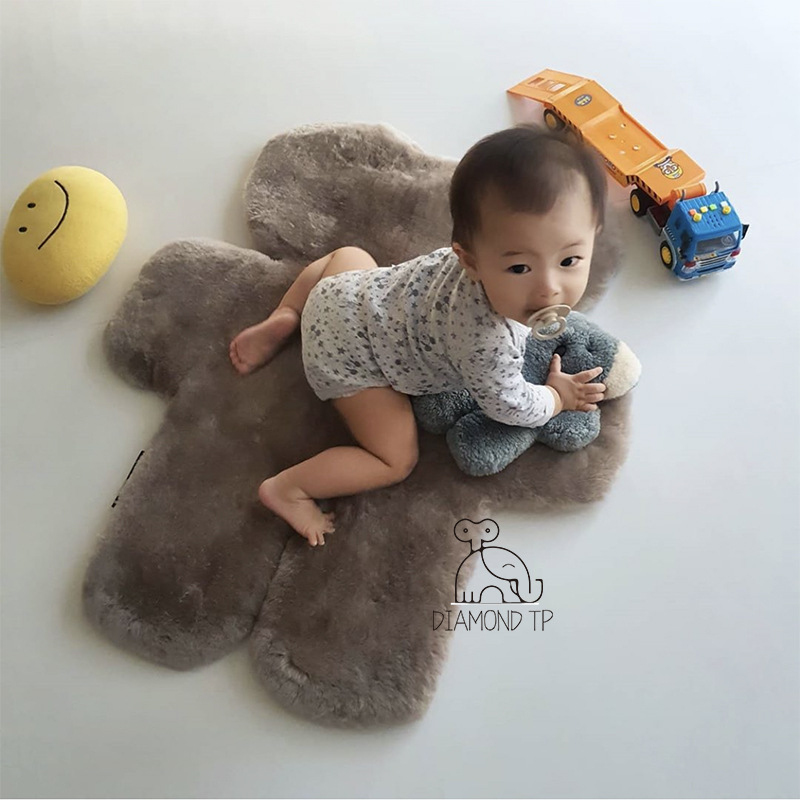 INS儿童房小熊地毯仿兔绒毛顺滑地垫宝宝舒适爬行垫地毯摄影道具