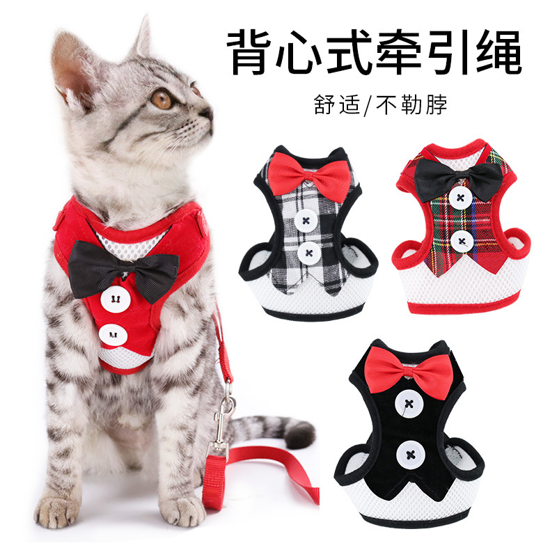 Arnés y Correa para Mascotas, Conjunto Anti-Escape, Estilo Chaleco con Lazo, Arnés para Gato Transpirable