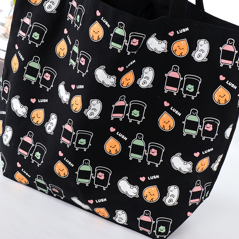 Creativo gran capacidad estudiante hombro bolso personalizado color impresión ropa compras lienzo logotipo personalizado al por mayor