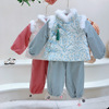 Set, winter children's Hanfu, ethnic fleece dress, 2023, children's clothing, ethnic style