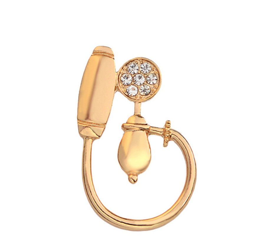 Conjunto de Insignias Creativas de Instrumentos Médicos de Moda: Jeringa, Bisturí, Martillo de Percusión, Microscopio