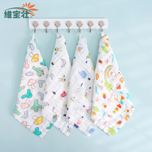 Wholesale baby towel six layers pure cotton gauze baby face towel six layers pure cotton square towel high temperature washable soft and skin-friendly