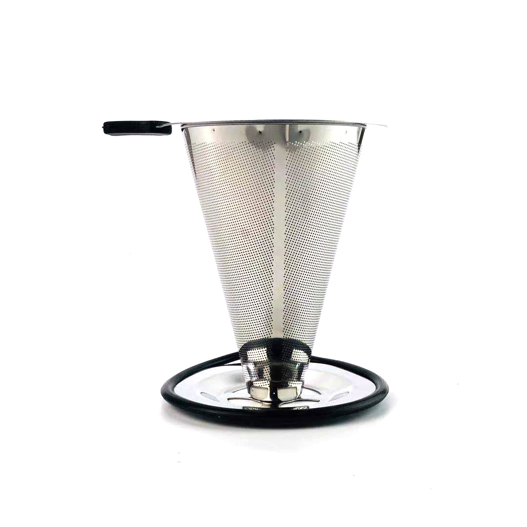 Filtro de café de acero inoxidable V60 con base, sin necesidad de papel de filtro, filtro de café