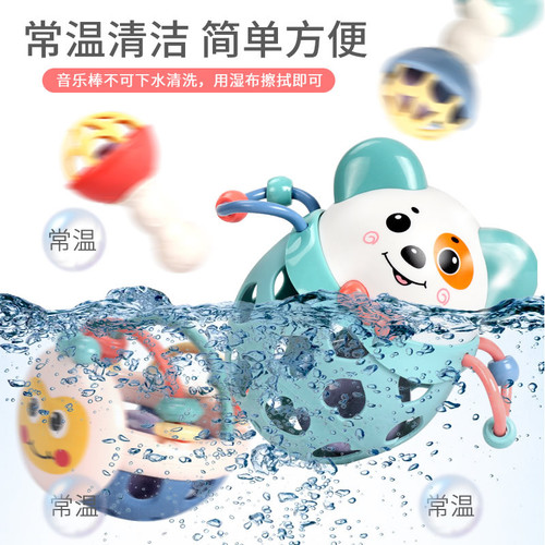 Baby soft rubber rattle newborn baby 0-1 years old teething rubber rattle 6-12 months baby early education intellectual toy