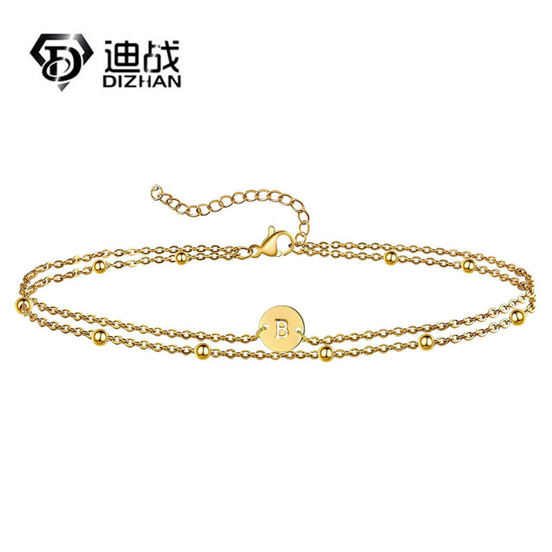Amazon's Best-Selling Stainless Steel 26-Letter Round Initial Cut Out Initials Thin Bead Chain Multi-Layer Bracelet