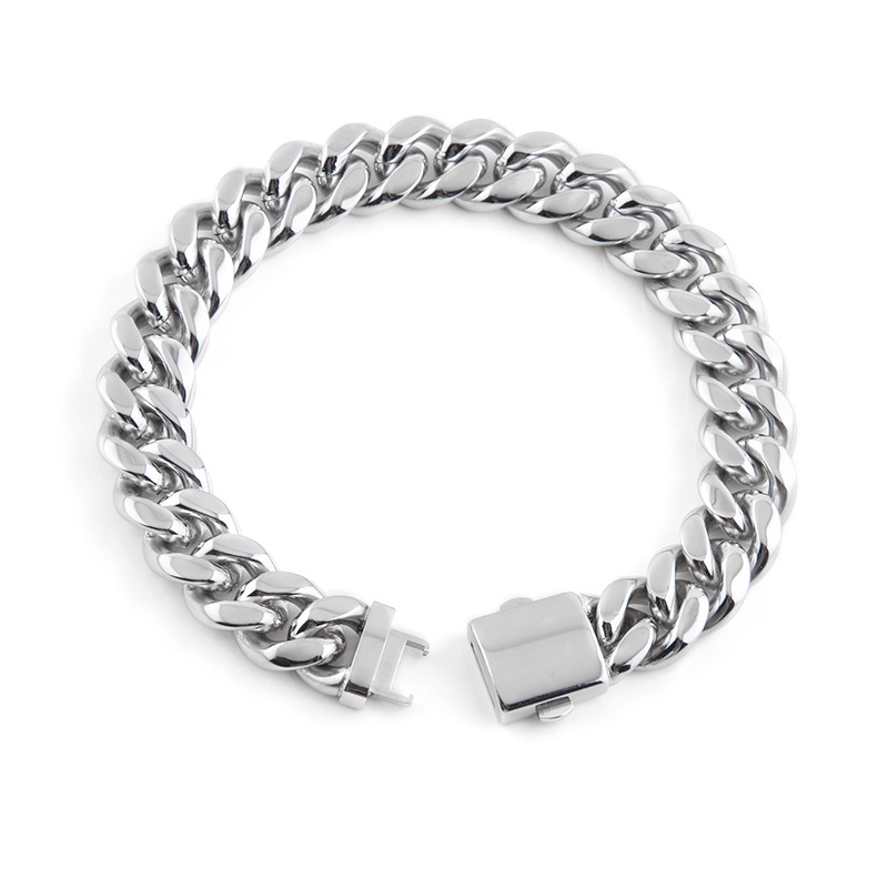 Men's Cuban Link Bracelet Stainless Steel Waterproof Jewellery_voghion.com