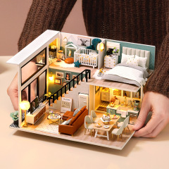趣味屋手作りdiy小屋の家の模型制作は子供の知育玩具卸売りを組み合わせて誕生日プレゼントを贈る