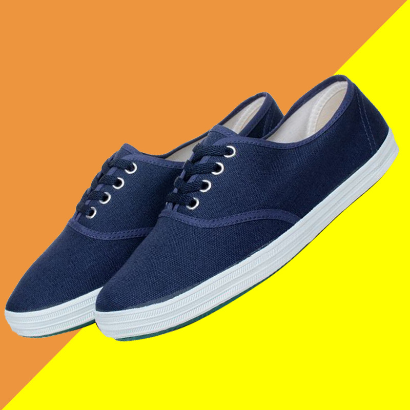 车间工厂工作鞋男系绳帆布鞋食品加工透气劳保鞋女仓库校园防护