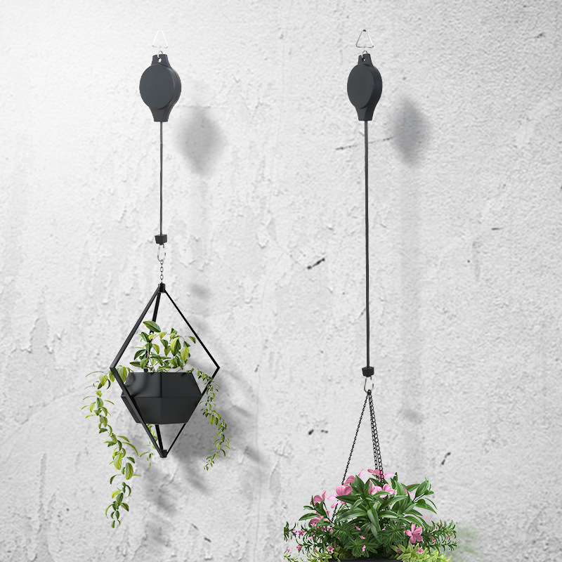 Home Gardening Retractable Lifting Hook Balcony Hanging Pot Chandelia Flower Pot Birdcage Hook