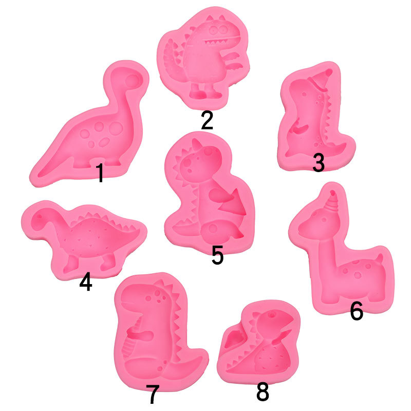 Dinosaurio forma fondant pastel decoración silicona molde DIY dinosaurio animal chocolate hornear epoxi arcilla molde