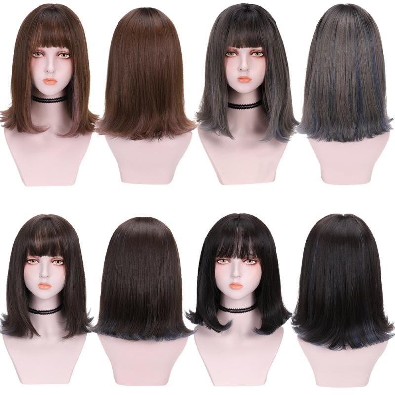 Europe and the United States explosions wig long straight hair highlighting gradient color whole top hair set micro roll long straight hair micro roll manufacturers wholesale