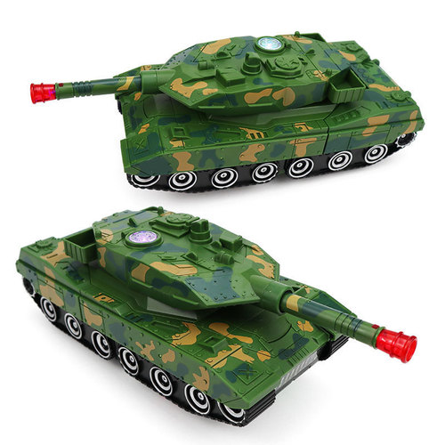Electric universal deformation tank armored vehicle automatic deformation robot cool lighting and sound effects military model camouflage