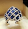 Sapphire stone inlay, zirconium, ring with stone, wedding ring, wish, micro incrustation, European style