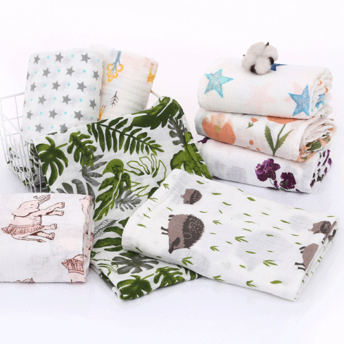 Double-layered gauze swaddle for baby, cotton printed swaddle, printed newborn swaddle, blanket, gauze bath towel