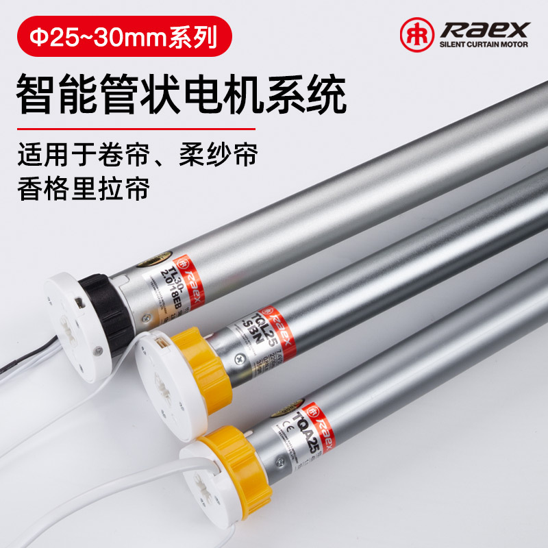 Raex/瑞克斯25管状电机充电接电隐藏式卷帘窗帘静音厂家批发智能