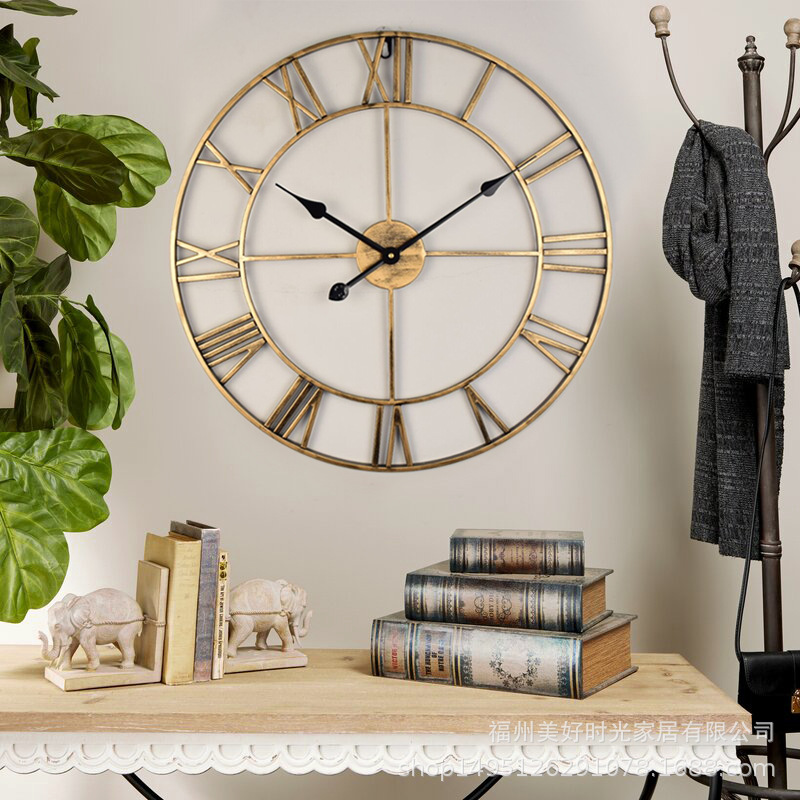 Nórdico elegante simple creativo personalizado moda salón americano moderno loft cafetería hierro Reloj de pared