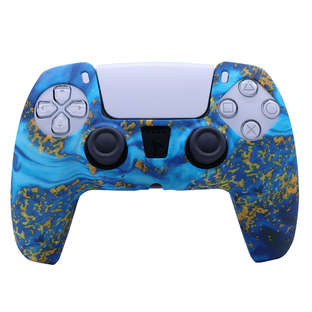 PS5 funda de silicona GamePad funda de silicona camuflaje marca de agua funda protectora aceite spray sensación acuarela caso PS5 Accesorios